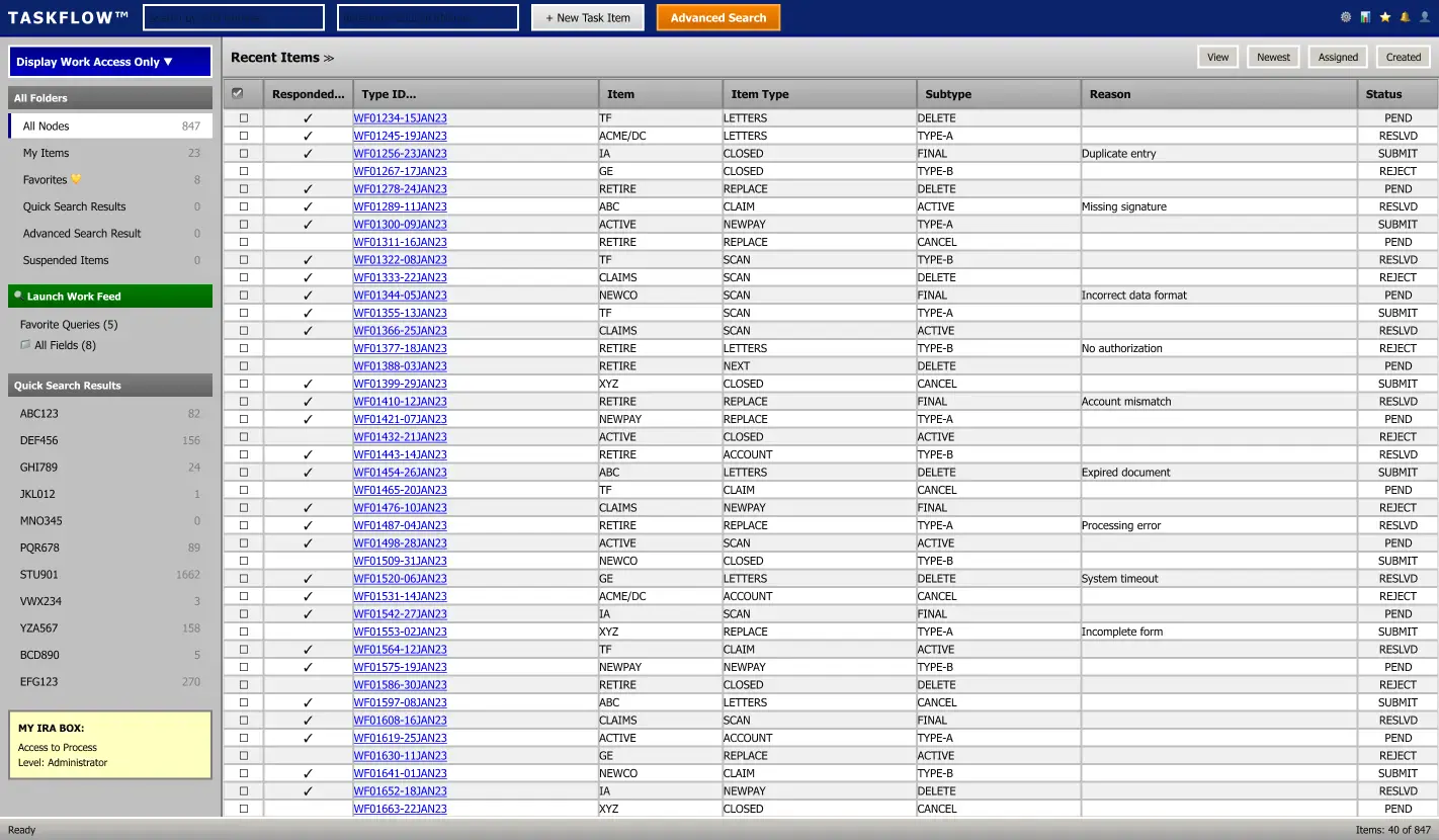Legacy financial task management system
