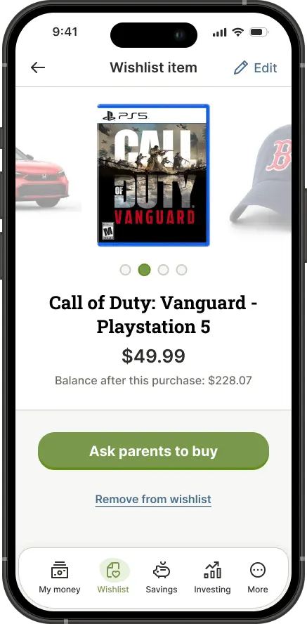 Polished design of kid's wishlist item