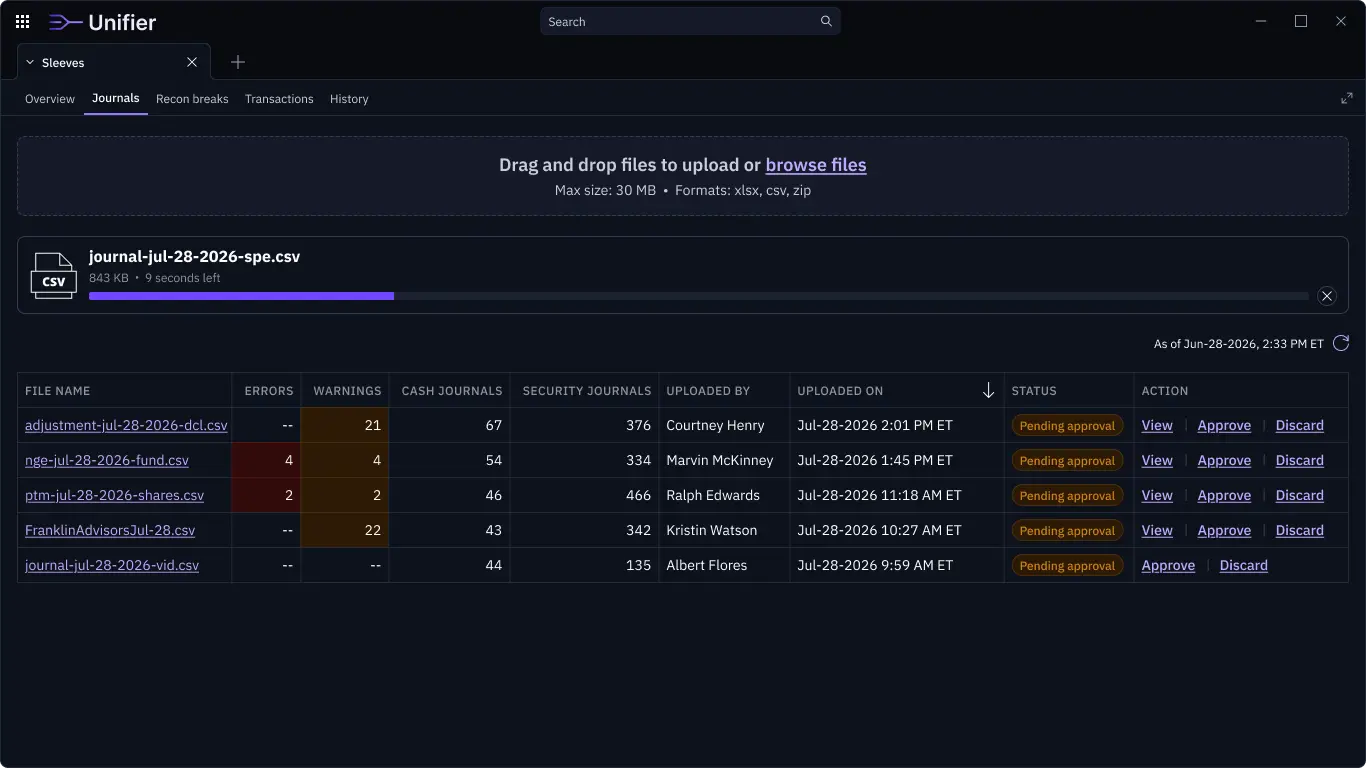 Account positions screen
