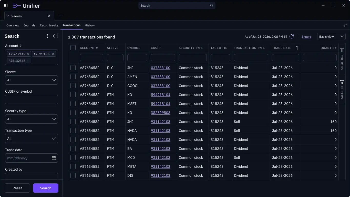 Transactions found
