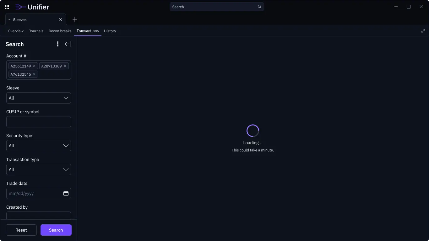 Transactions loading